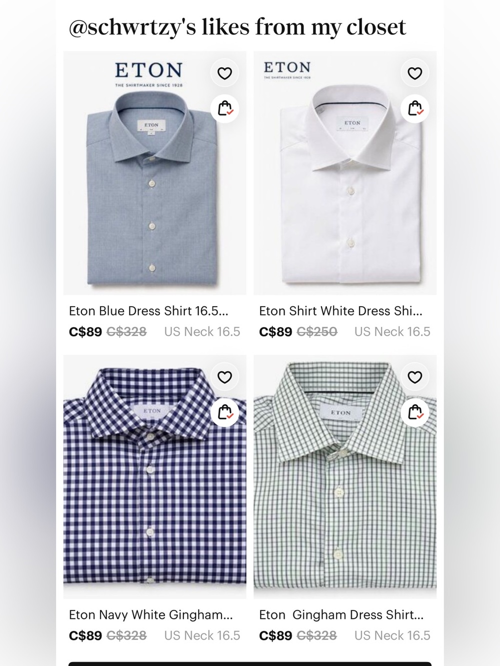 4 $275 Eton shirts